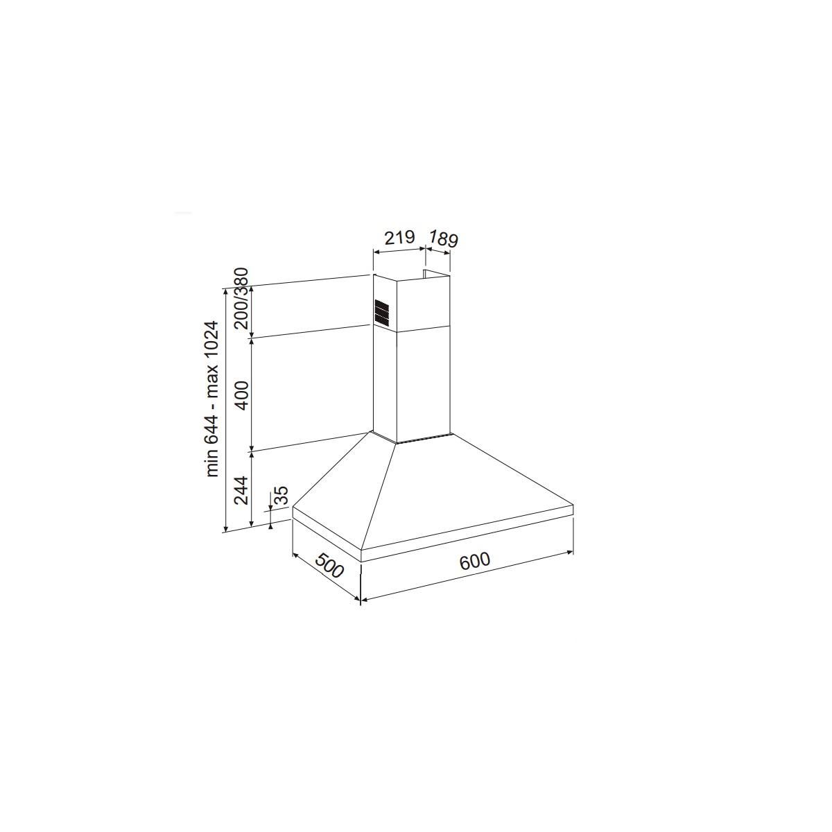 Airlux Hotte décorative murale 498.3m3/h inox - AHP653IX