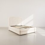 BEST MOBILIER Babel - lit coffre - 160x200 cm - en velours texturé - sommier inclus. Coloris disponibles : Beige