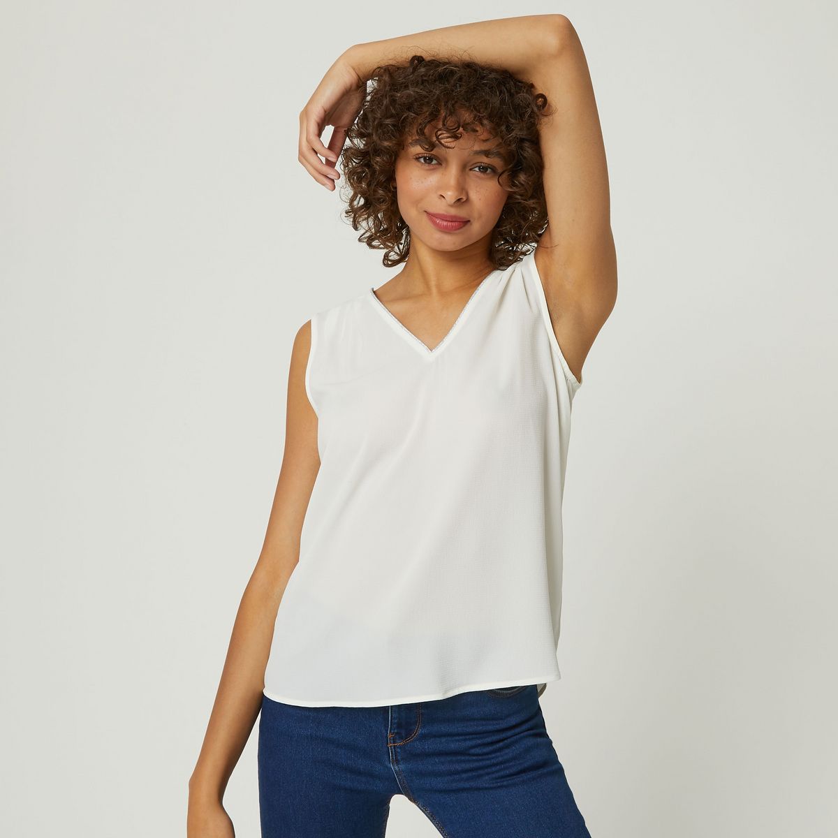 IN EXTENSO Top blanc col v femme