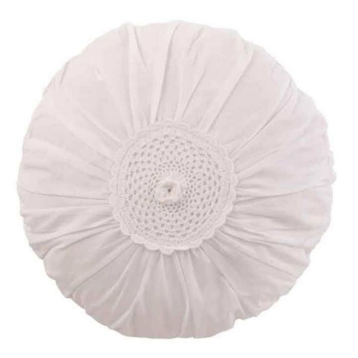Paris Prix Coussin Rond en Coton  Dentelle  40cm Blanc