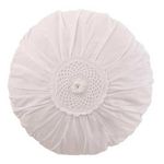 Paris Prix Coussin Rond en Coton  Dentelle  40cm Blanc