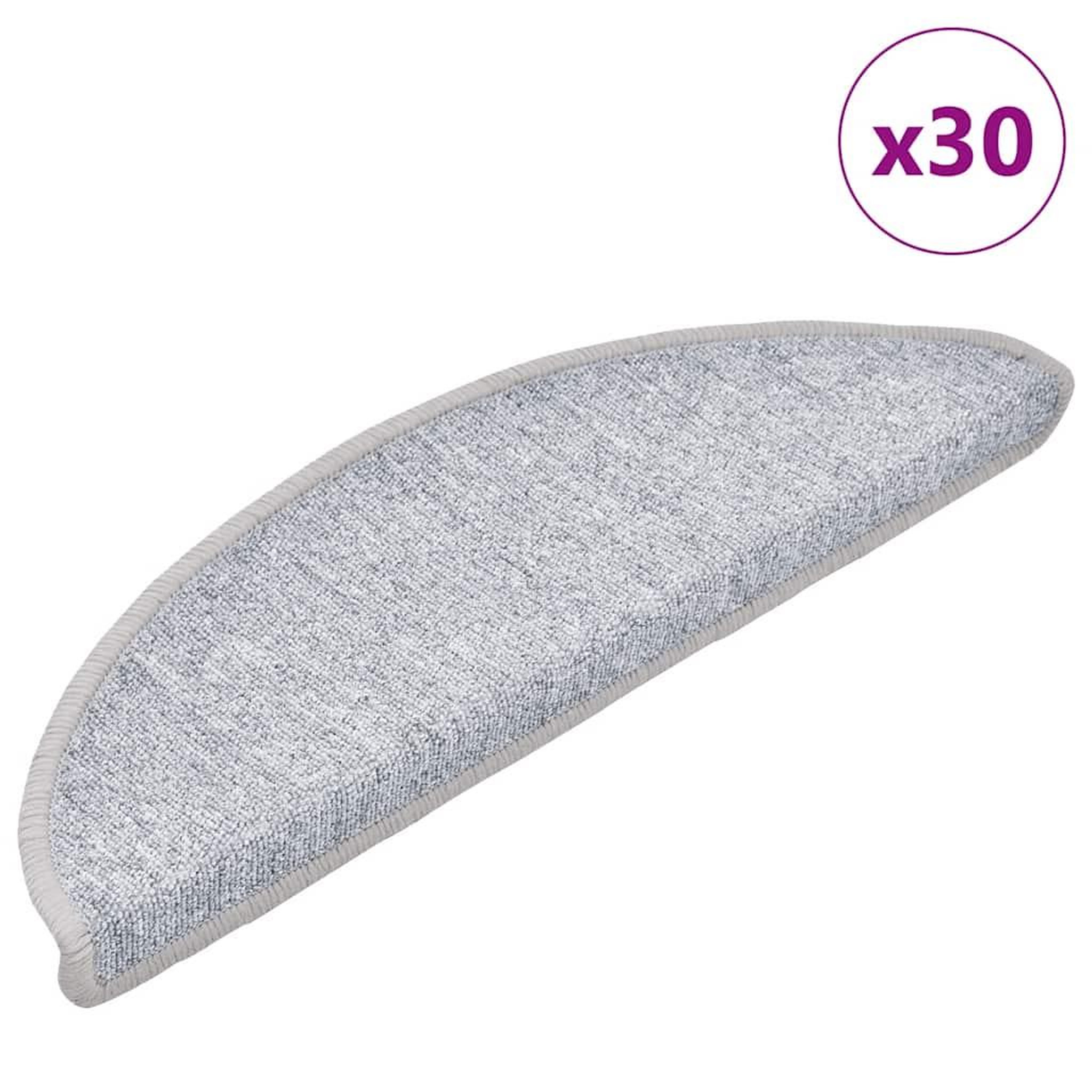 VIDAXL Tapis d'escalier 30 pcs gris clair 56x17x3 cm