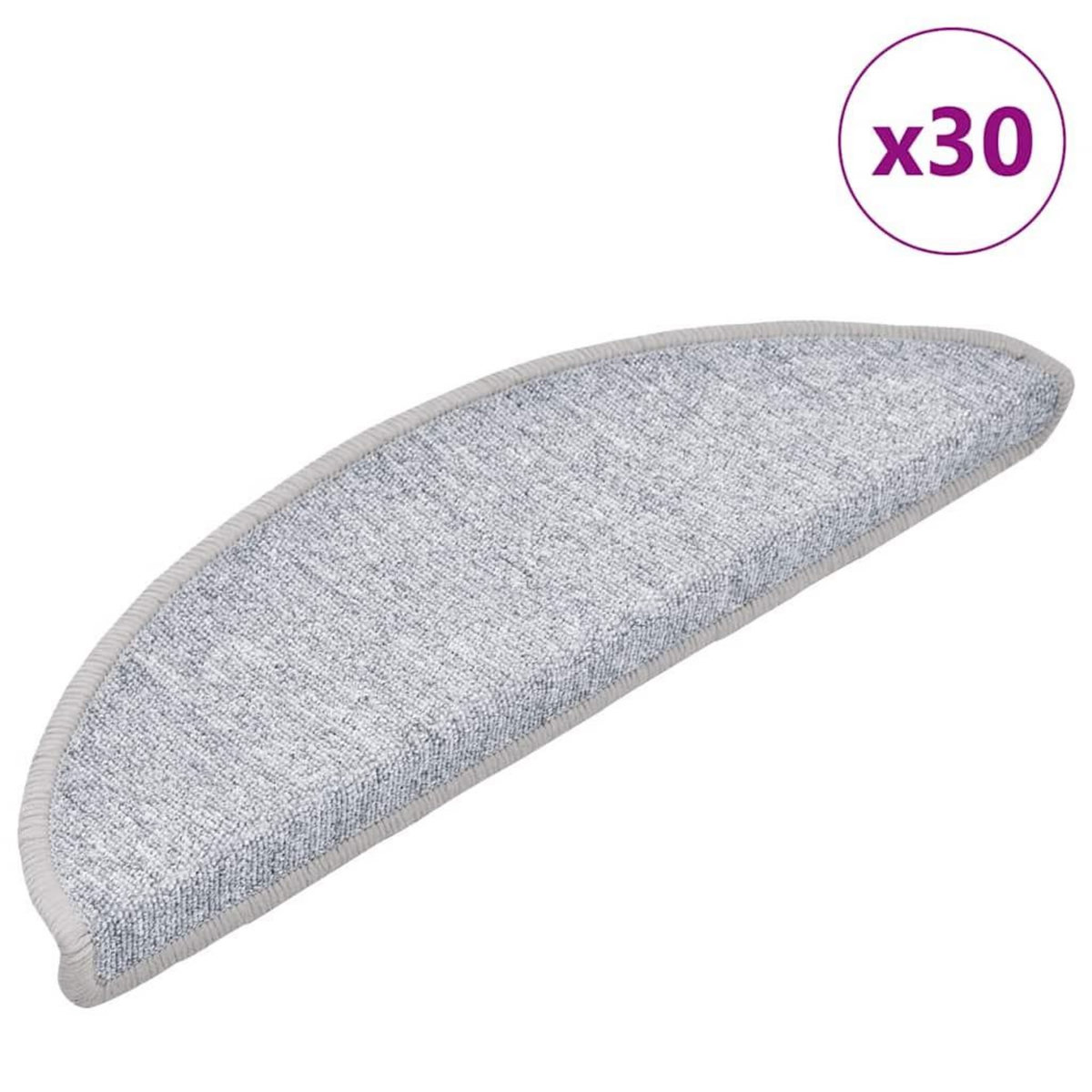 VIDAXL Tapis d'escalier 30 pcs gris clair 56x17x3 cm