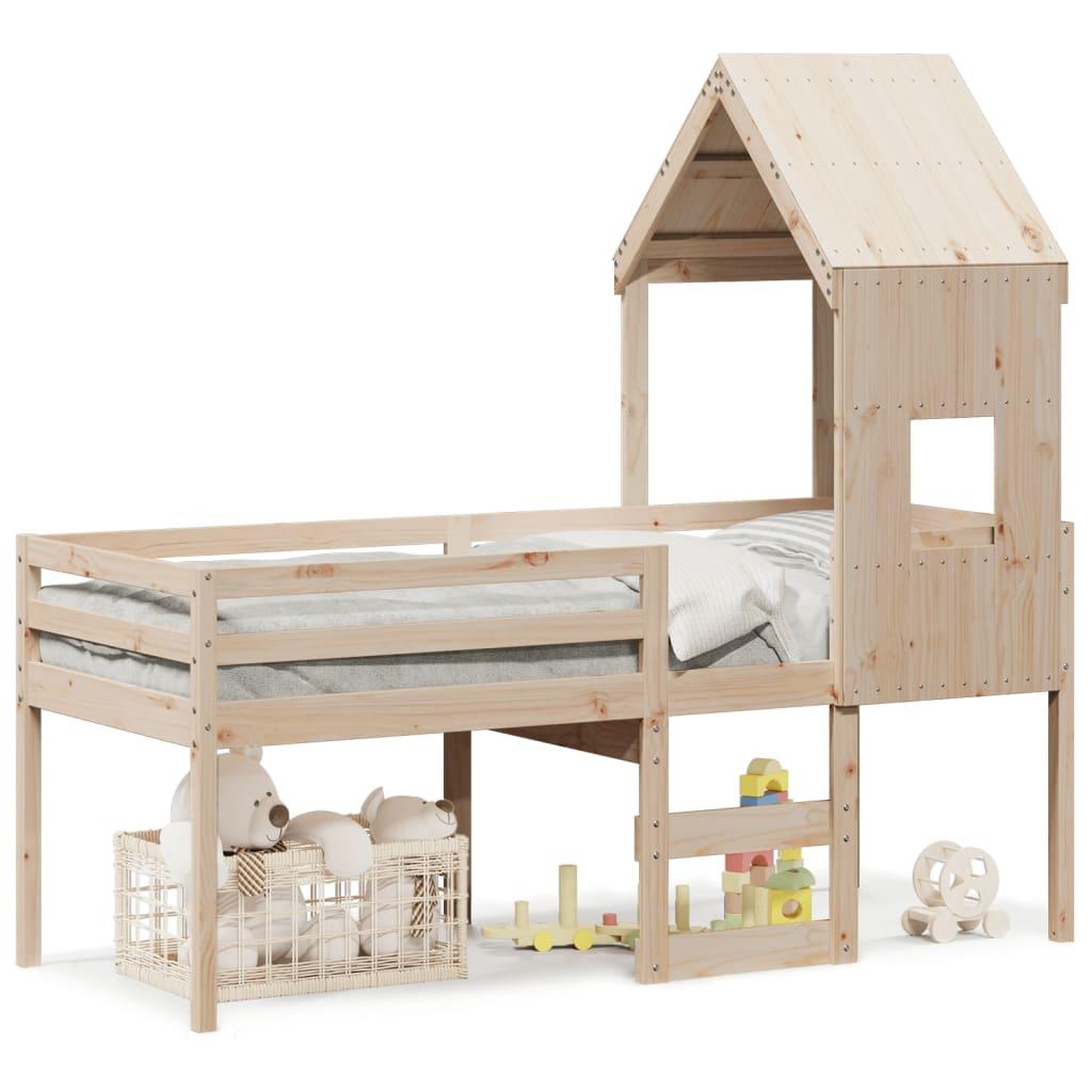 Voir la diapositive 2 : VIDAXL Lit haut sans matelas 90x200 cm bois de pin massif