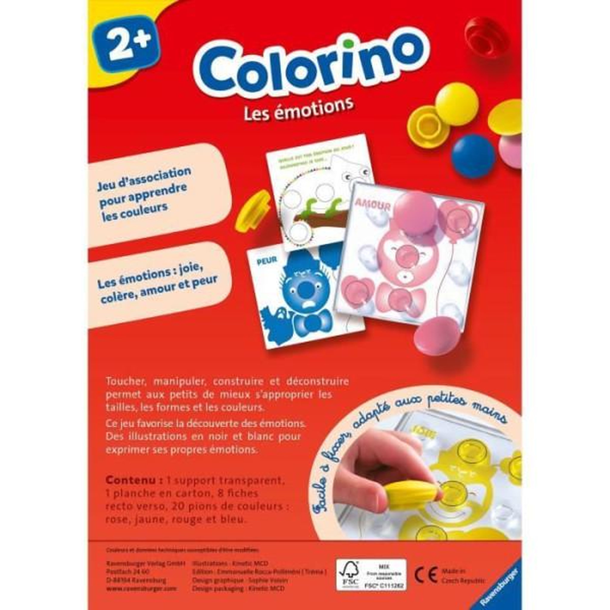 Voir la diapositive 4 : RAVENSBURGER Colorino Les émotions - Jeu éducatif - Apprentissage des couleurs - Activités créatives enfant - Ravensburger - Des 2 ans