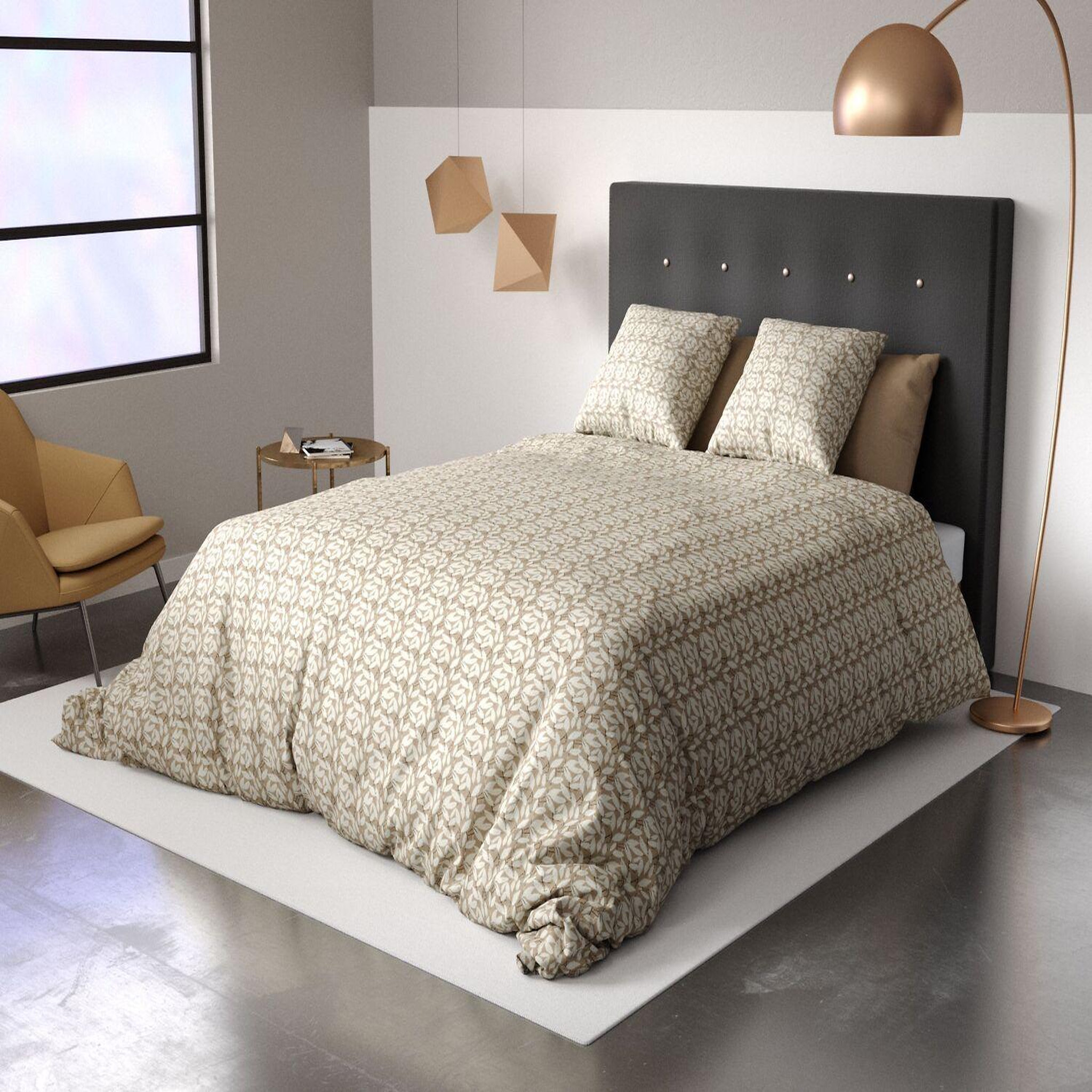 Voir la diapositive 1 : Les Ateliers du Linge Parure housse de couette 100%polyester 60gsm, carmel