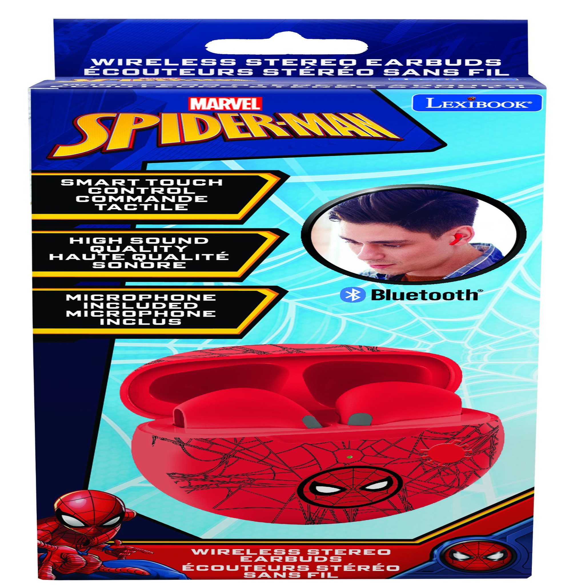 Voir la diapositive 6 : Lexibook Écouteurs sans fil Bluetooth SpiderMan avec étui de chargement et de rangement