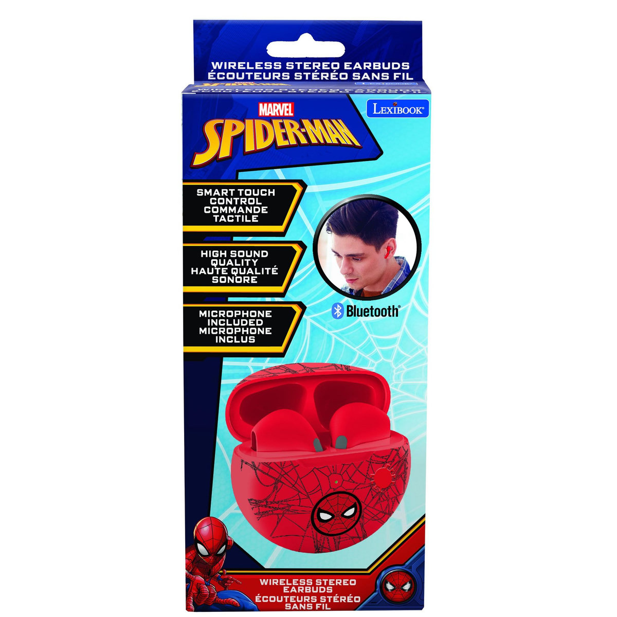 Lexibook Écouteurs sans fil Bluetooth SpiderMan avec étui de chargement et de rangement