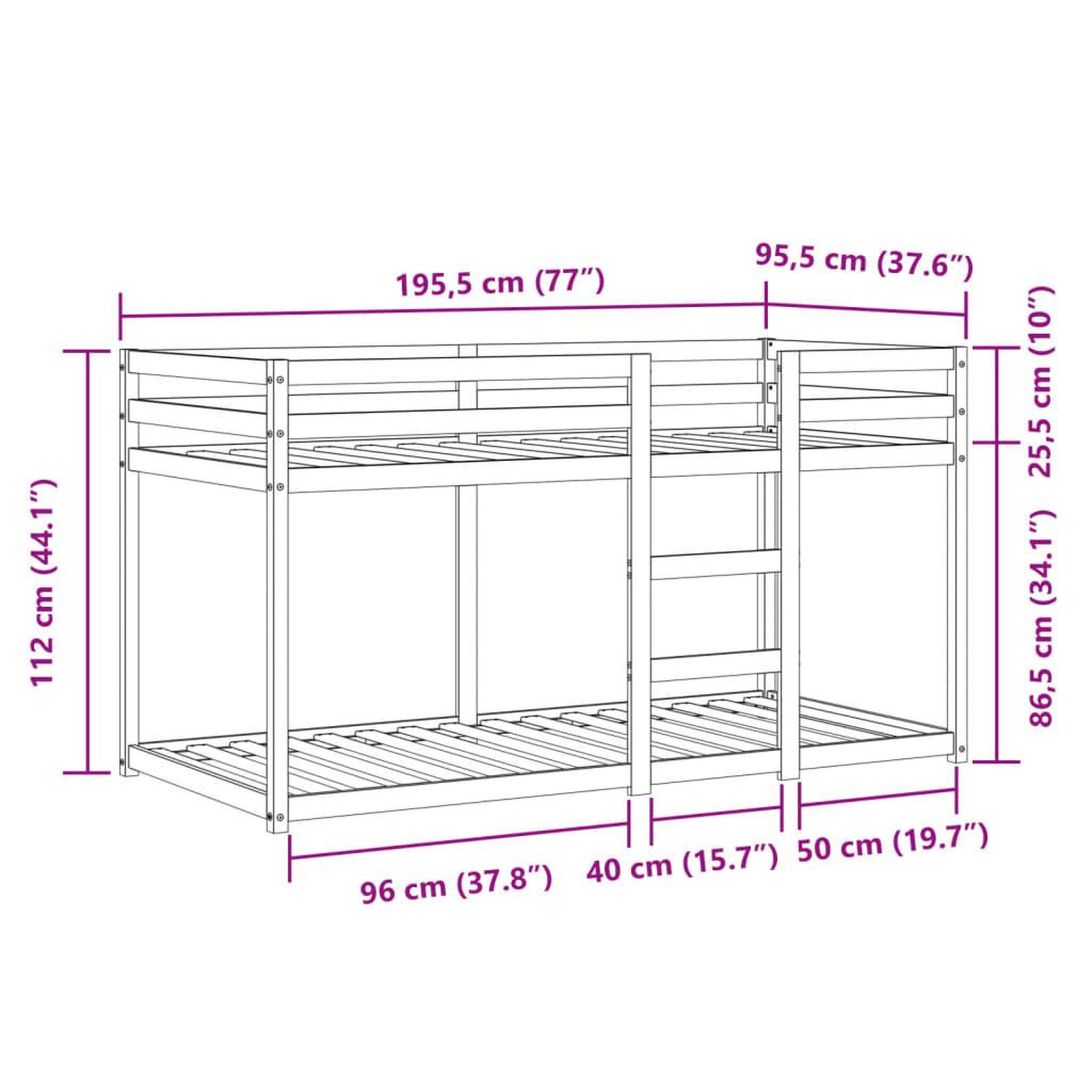 Voir la diapositive 6 : VIDAXL Lit superpose sans matelas 90x190 cm bois de pin massif