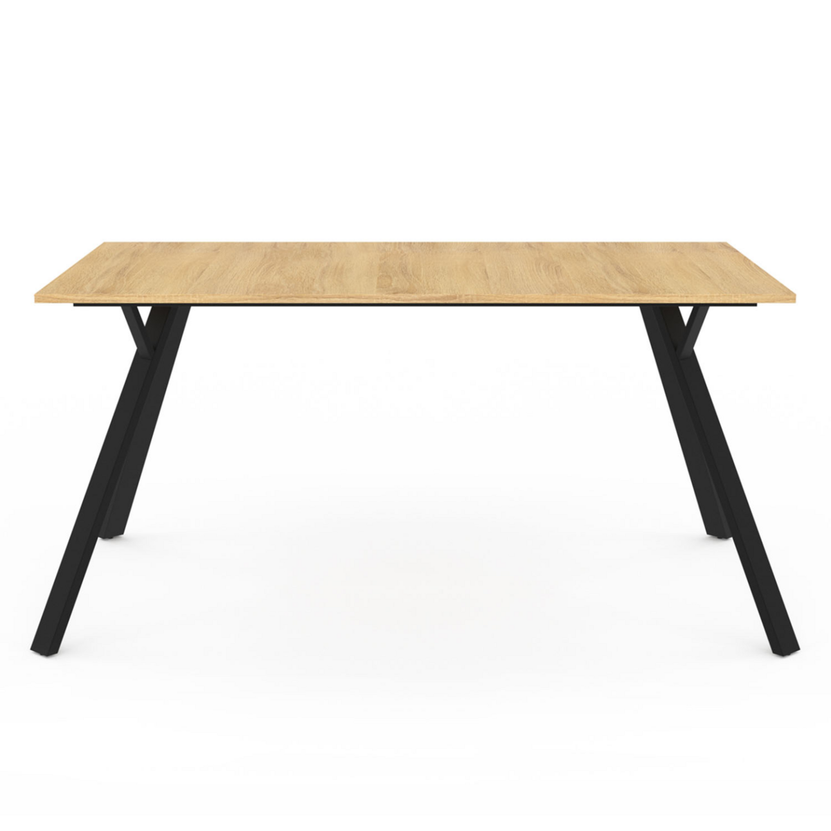 ID MARKET Table à manger rectangle YSEULT 8 personnes bois et noir design industriel 160 cm