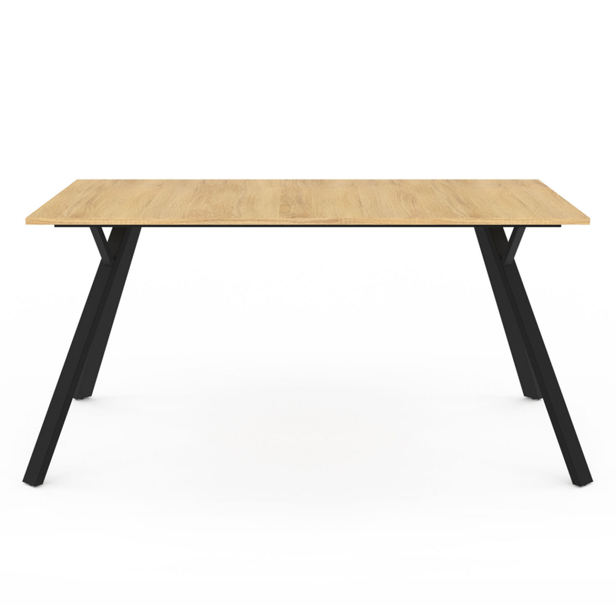 ID MARKET Table à manger rectangle YSEULT 8 personnes bois et noir design industriel 160 cm