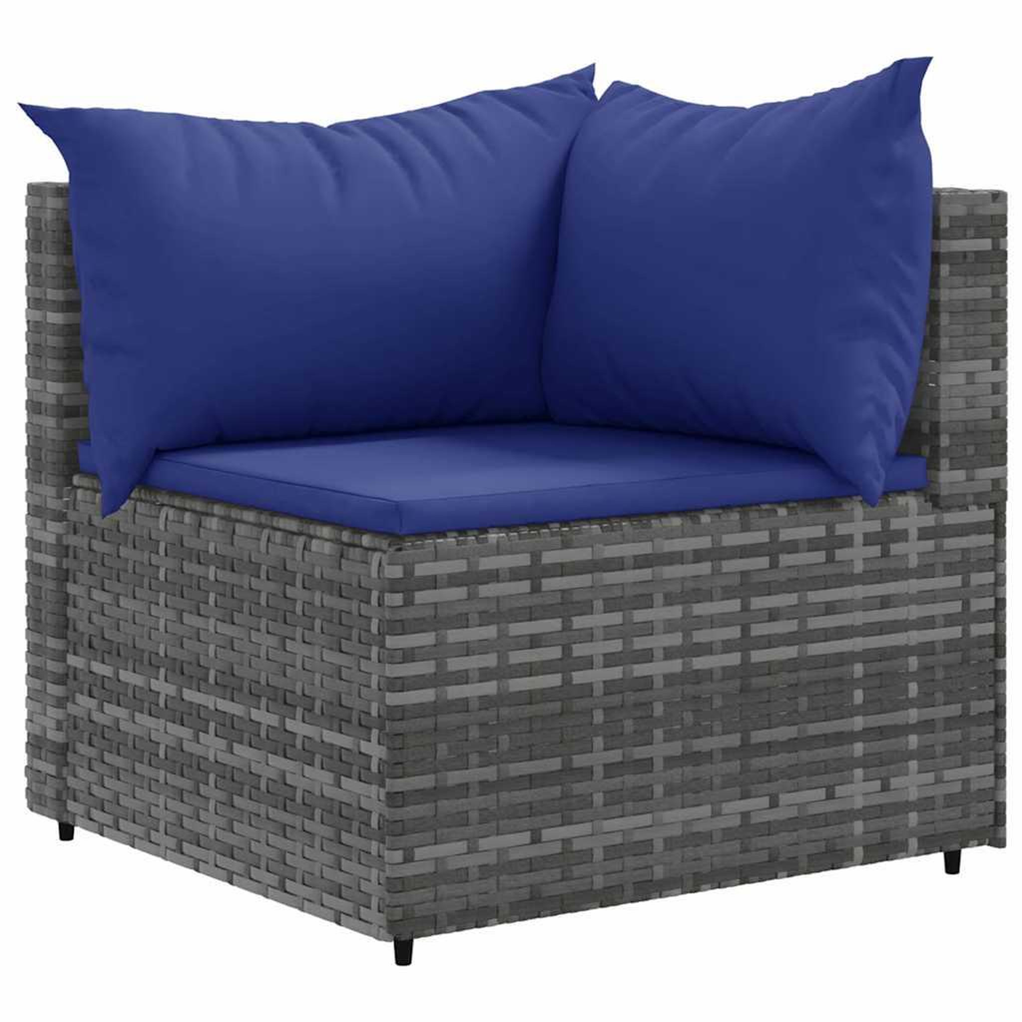 Voir la diapositive 3 : VIDAXL Salon de jardin 6 pcs avec coussins Gris Resine tressee
