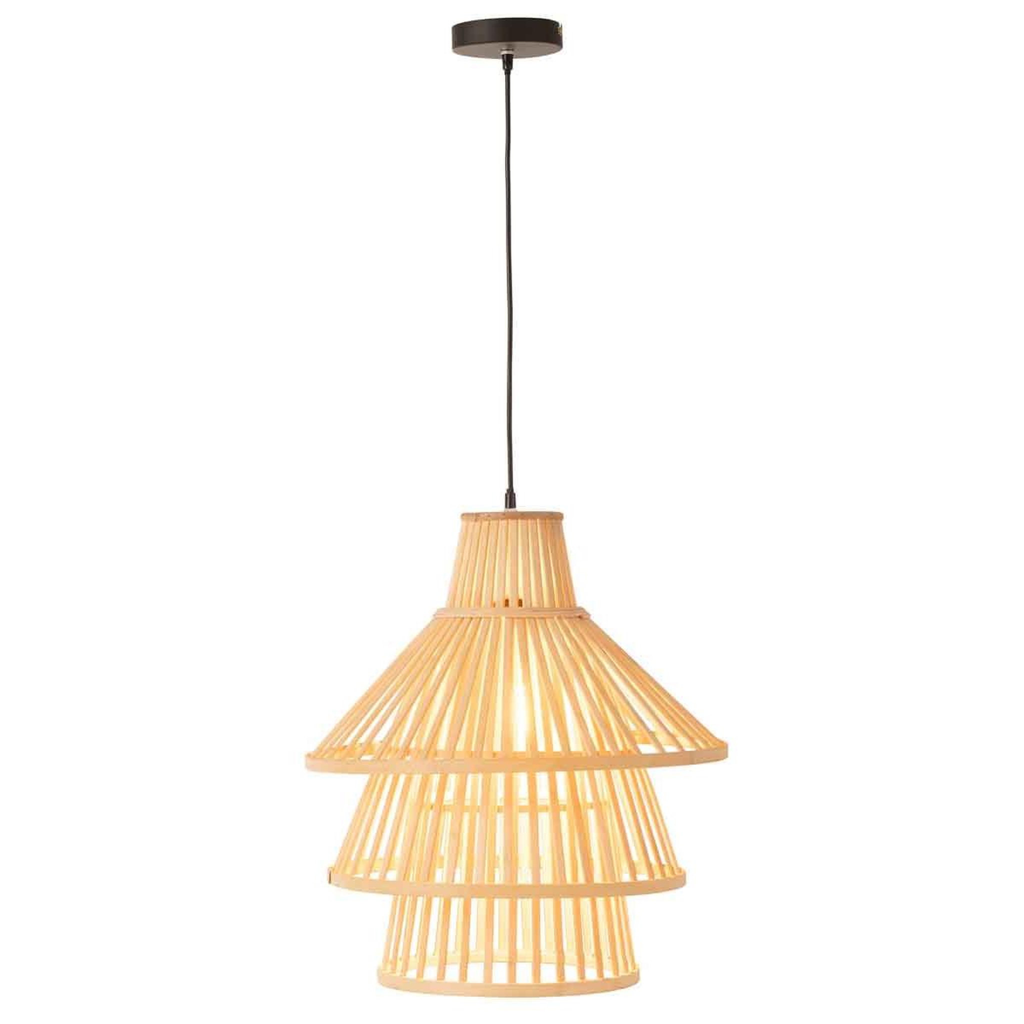 Voir la diapositive 2 : J-LINE Lampe Suspension en Bambou  Midano  42cm Naturel