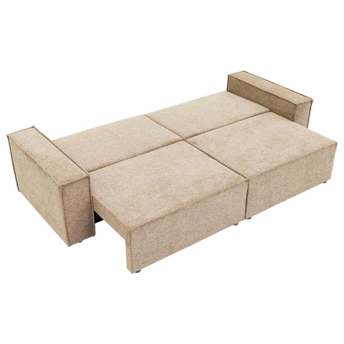 BEST MOBILIER Cezanne - canapé droit 3 places convertible avec coffre en tissu texturé
