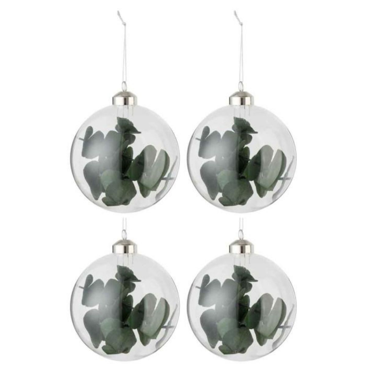 Paris Prix Lot de 4 Boules de Noël  Eucalyptus  10cm Vert