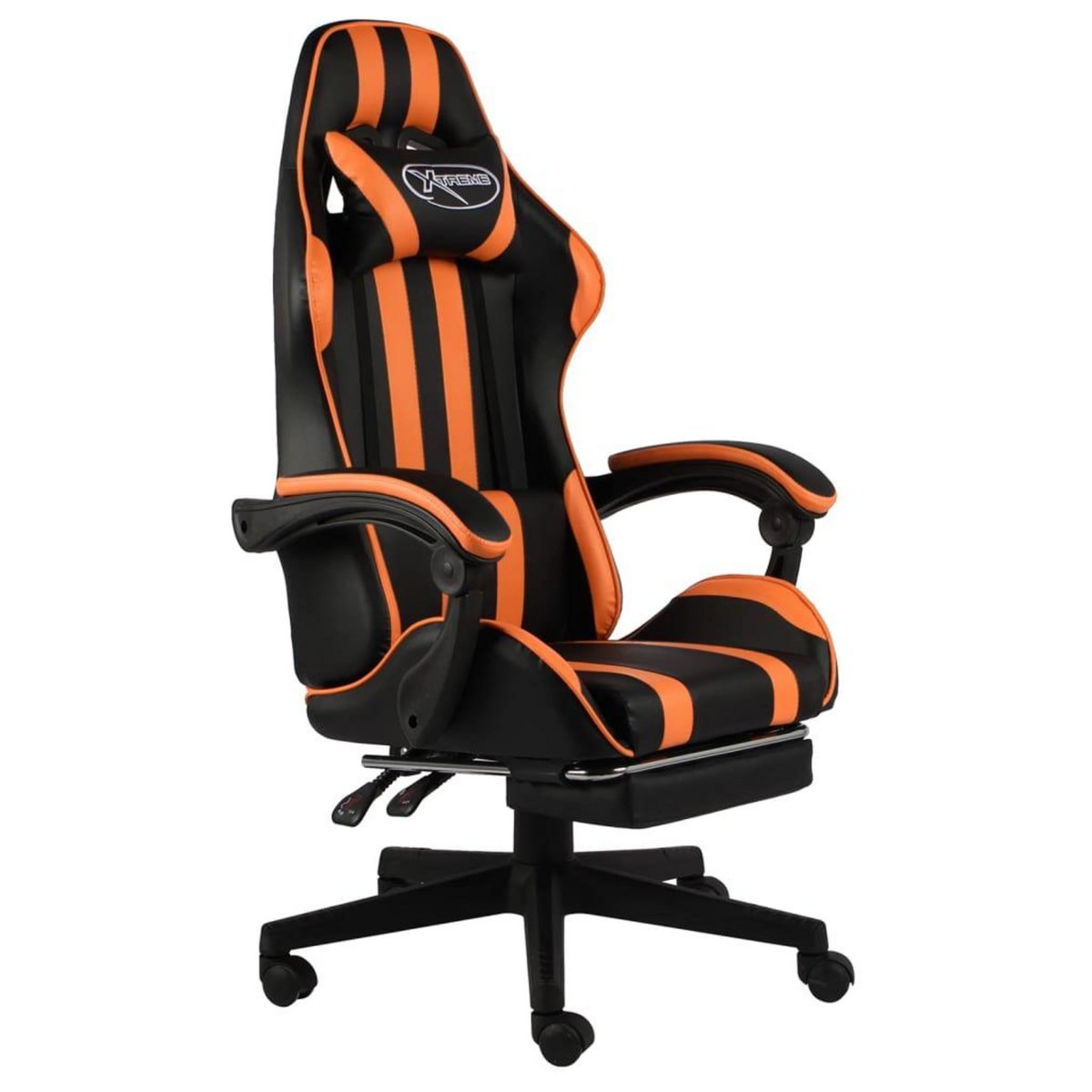 VIDAXL Fauteuil de jeux video et repose-pied Noir et orange Similicuir