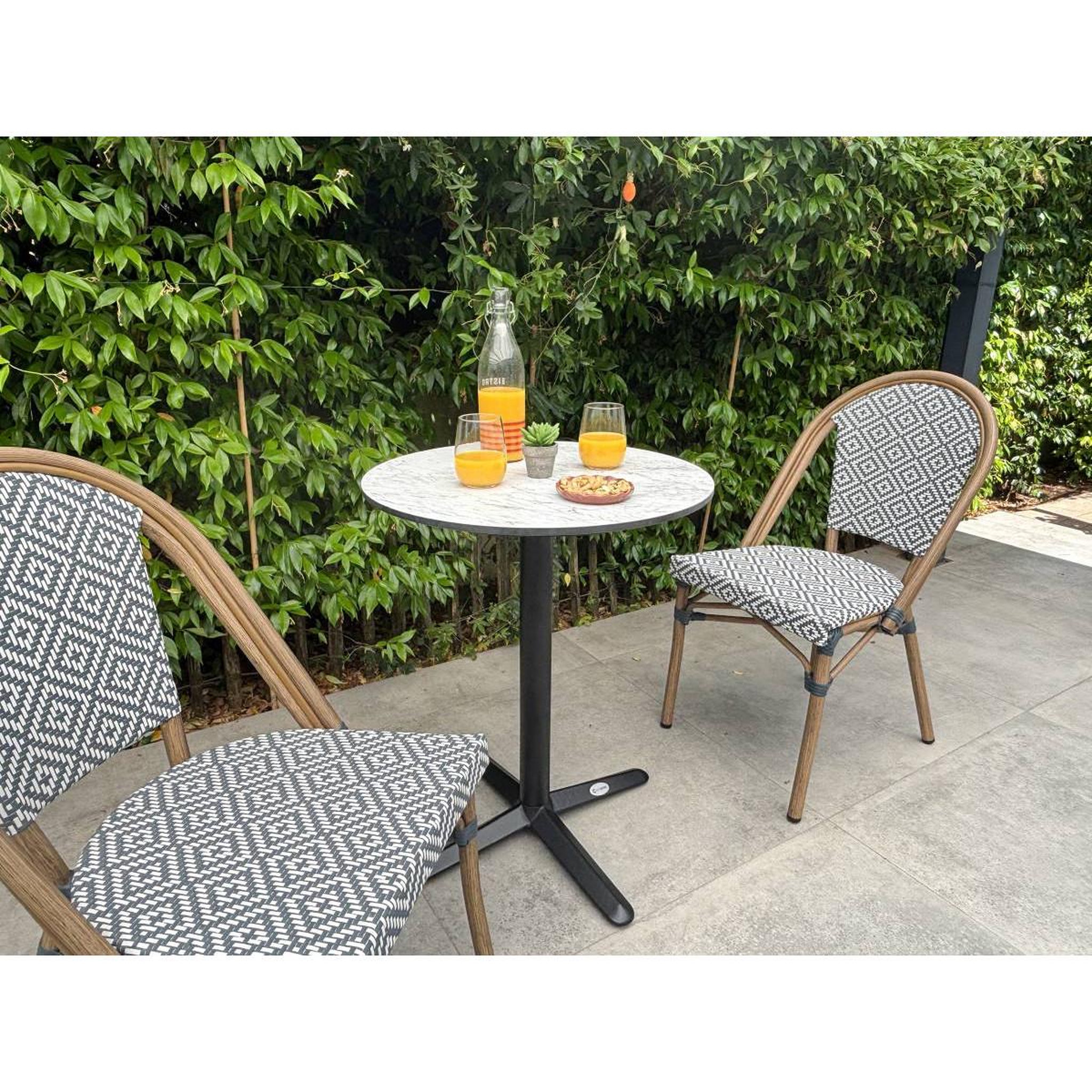 Voir la diapositive 6 : Paris Prix Ensemble table de jardin & 2 chaises  bistro  60cm bleu