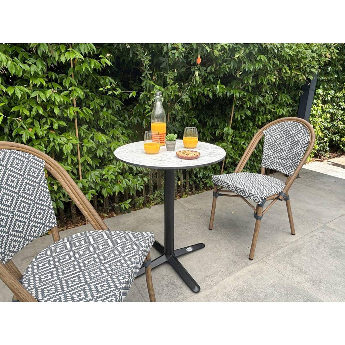 Paris Prix Ensemble Table de Jardin & 2 Chaises  Bistro  60cm Bleu