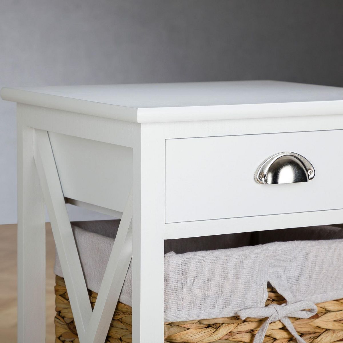 IDIMEX Table de chevet RAVEO avec 1 tiroir et 2 paniers, en bois lasuré