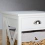 Voir la diapositive 4 : IDIMEX Table de chevet RAVEO avec 1 tiroir et 2 paniers, en bois lasuré