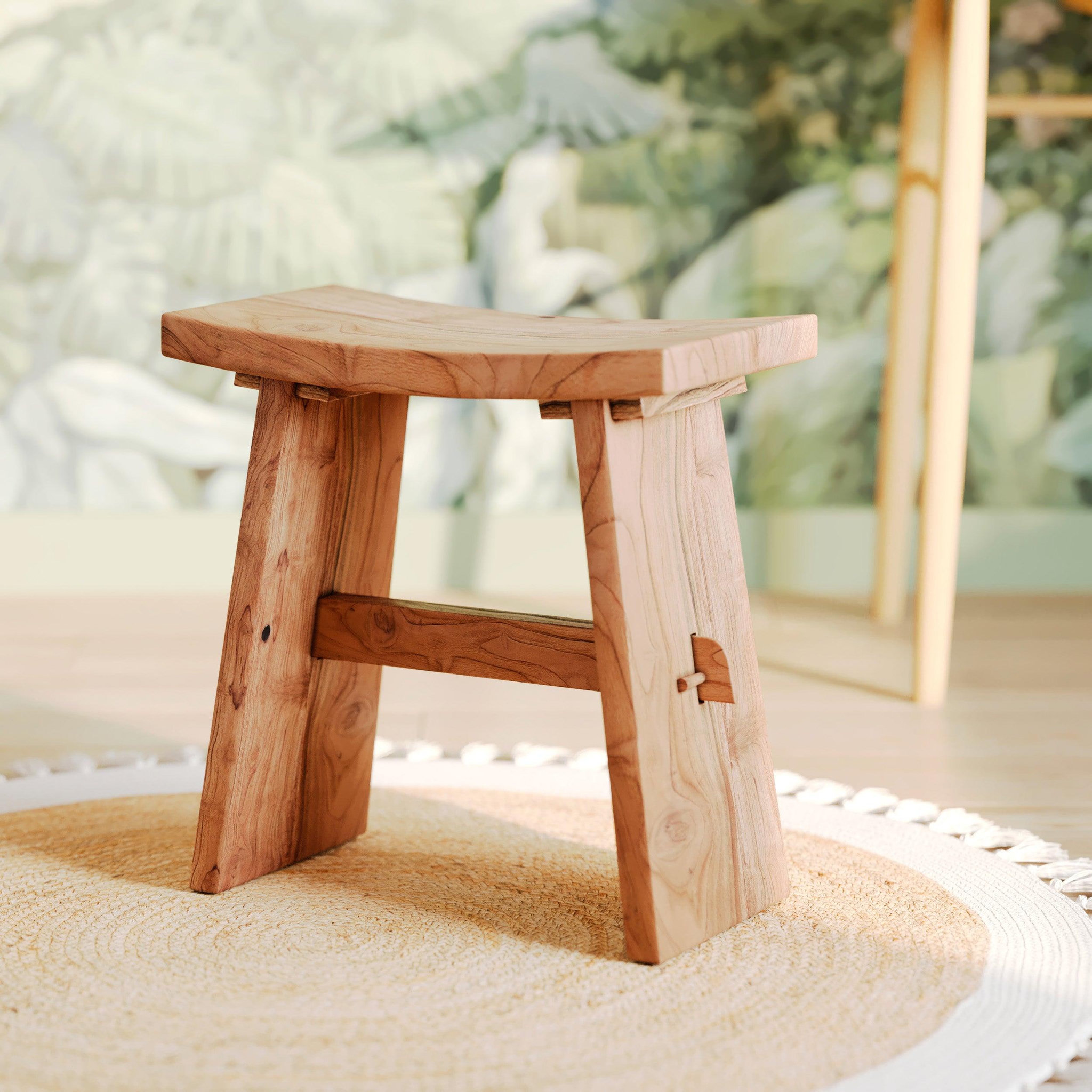 Voir la diapositive 2 : MAISON PAVANE Tabouret en bois de teck recyclé-Eka