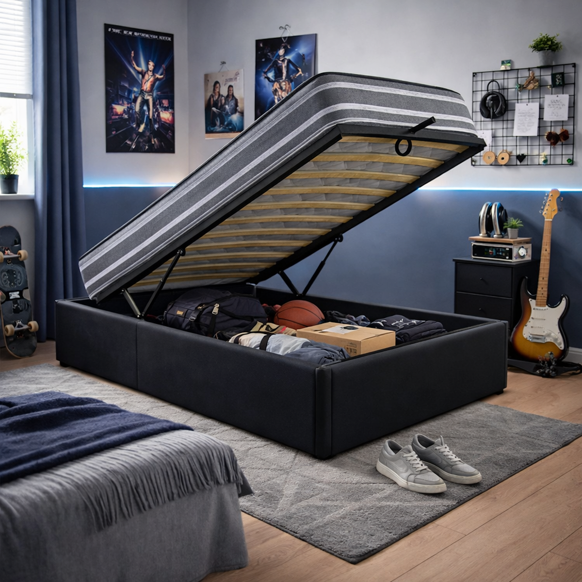 KING OF DREAMS Ensemble Lit Coffre et Matelas  Ferme Très Respirant Tissu