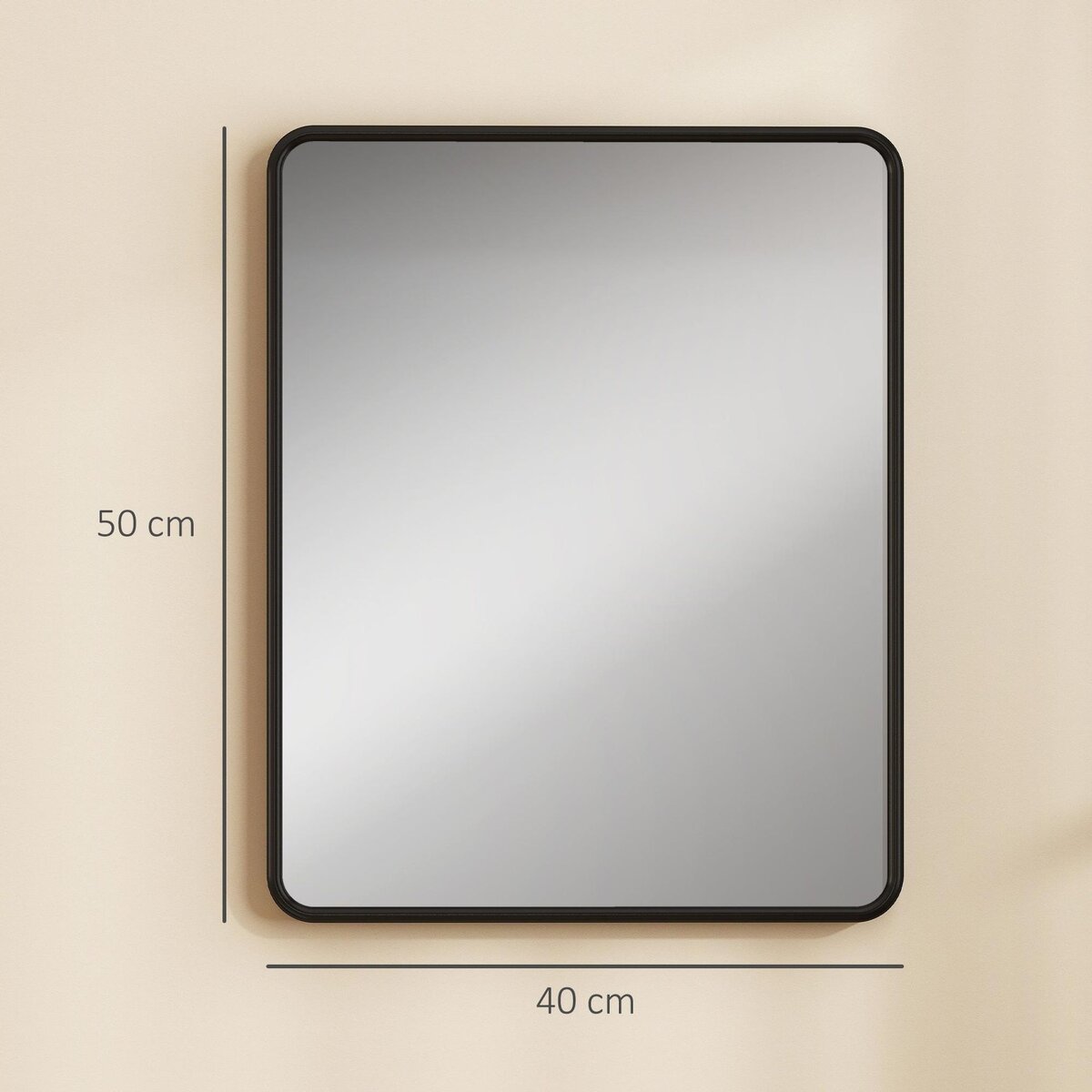 HOMCOM Miroir mural rectangulaire L.40 x H.50 cm cadre métal noir