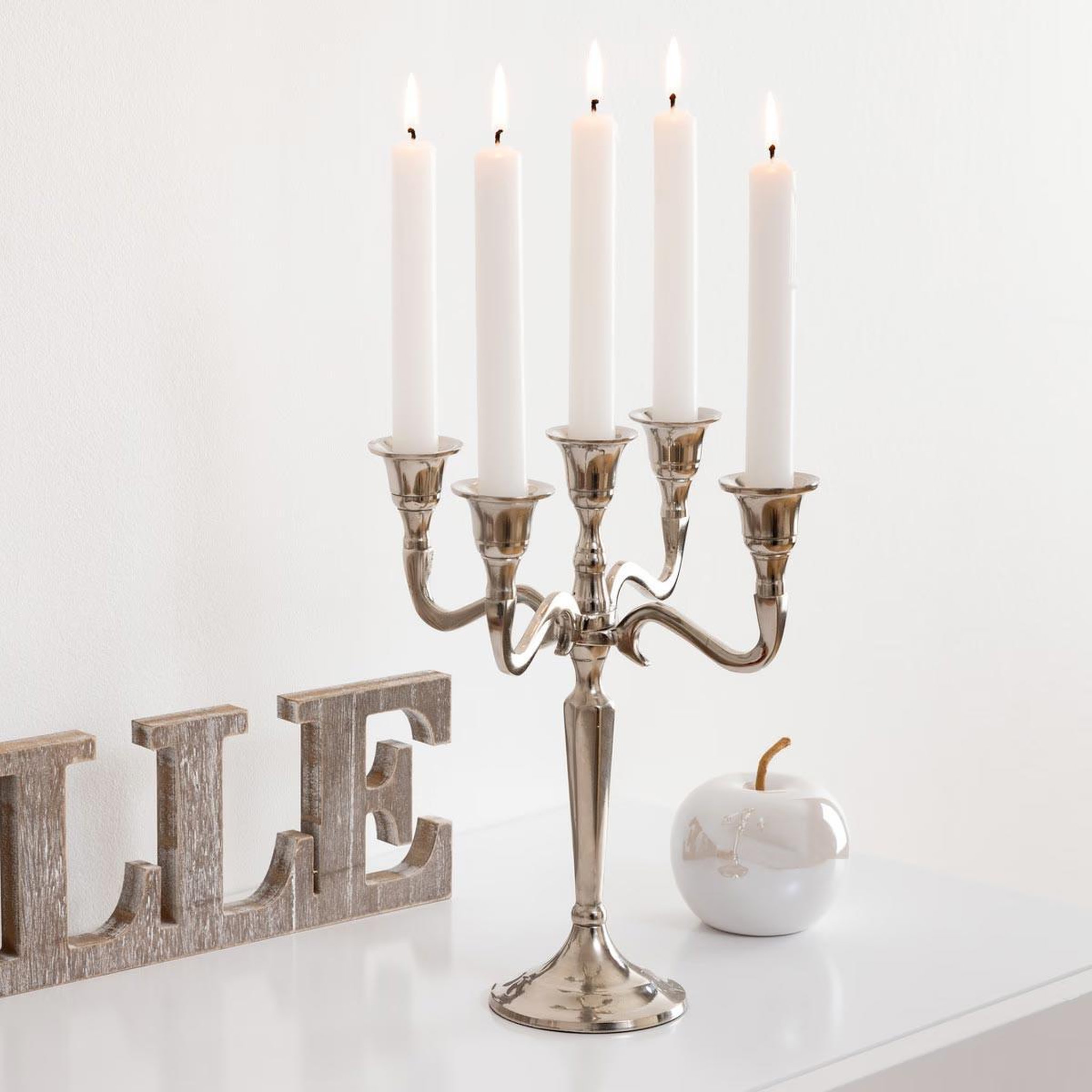 Voir la diapositive 2 : ATMOSPHERA Chandelier en métal 5 têtes  aristo  27cm argent