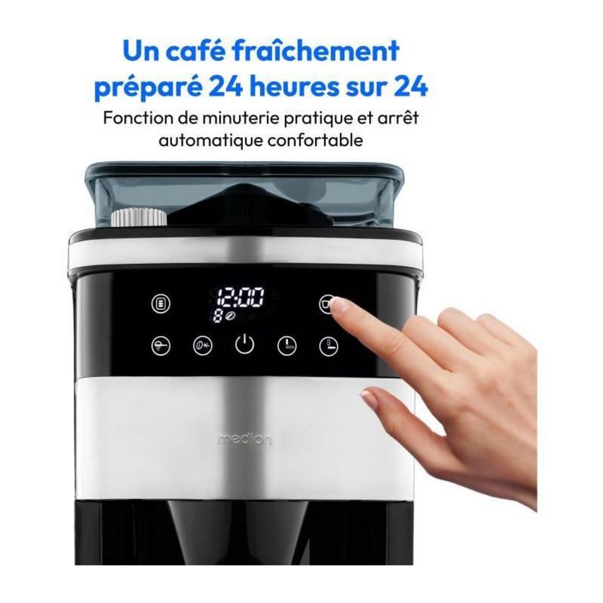 Medion Cafetiere Filtre Digitale Isotherme avec Broyeur - MEDION - 1000W - 1,0L - Silver