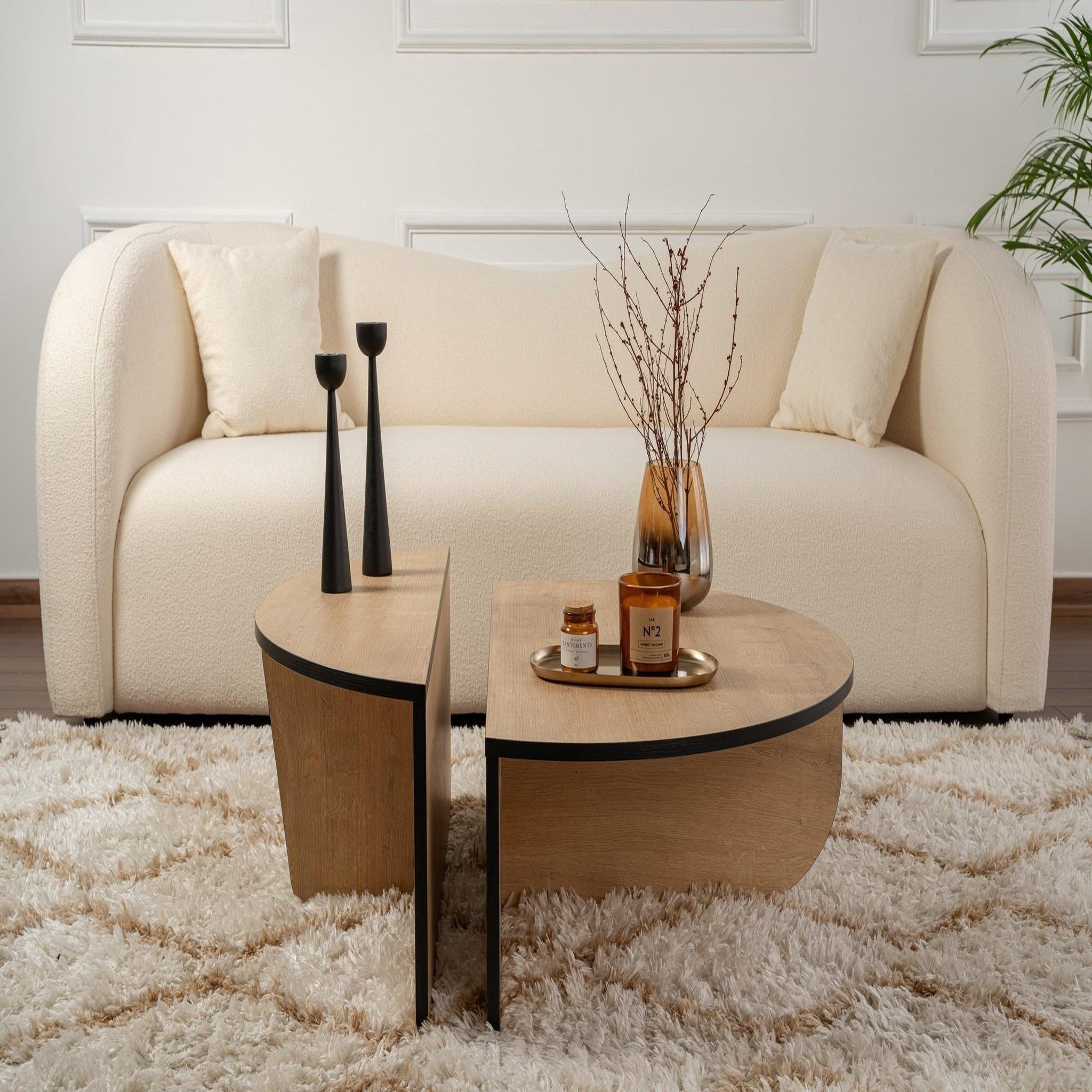 Voir la diapositive 4 : Habitat et Jardin Table basse en bois  orion  90 x 60 x 30 cm - chêne à miel