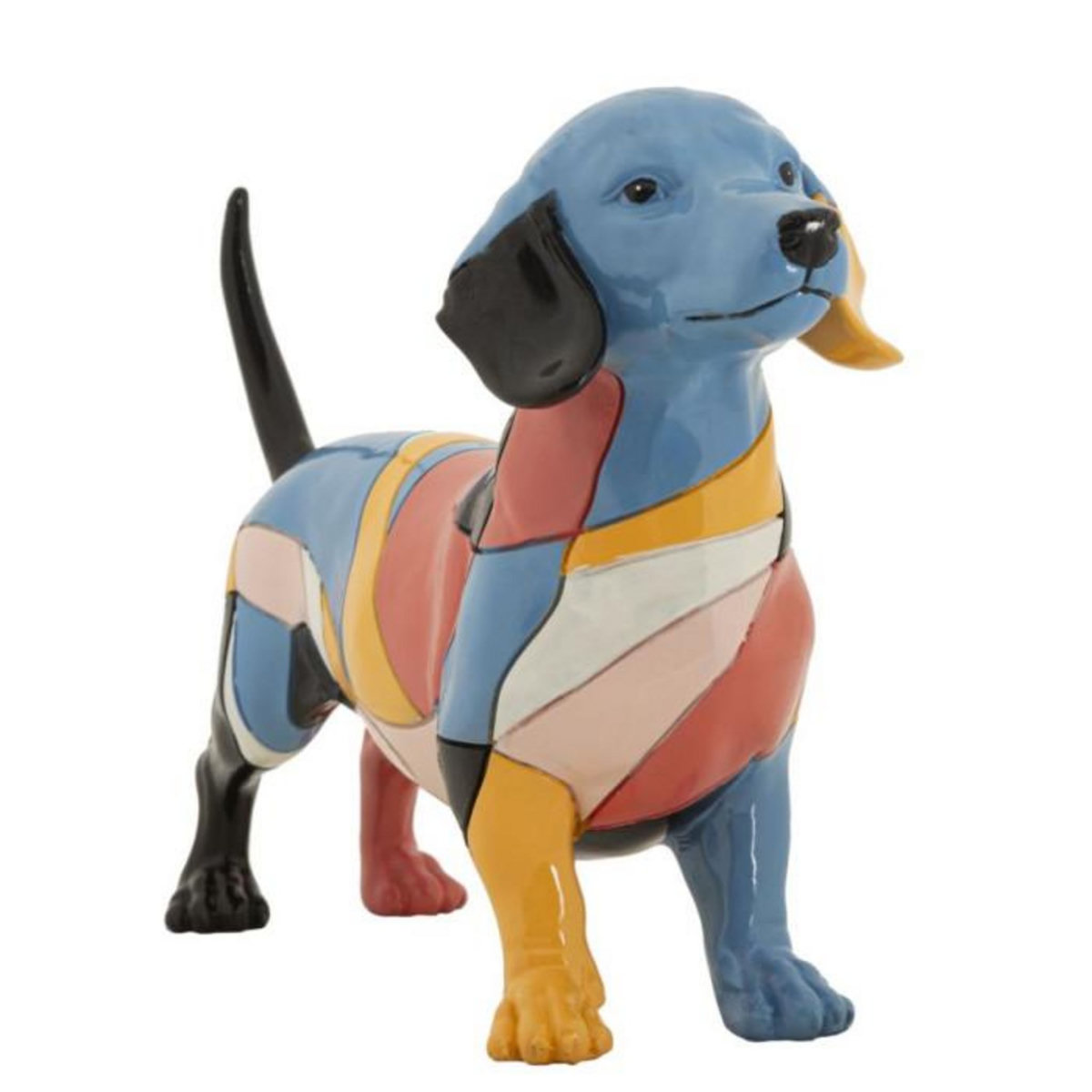 Paris Prix Statuette Déco Chien Teckel  Rubic  32cm Multicolore