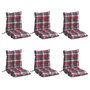 Voir la diapositive 3 : VIDAXL Coussins de chaise a dossier bas lot de 6 motif carreaux rouge