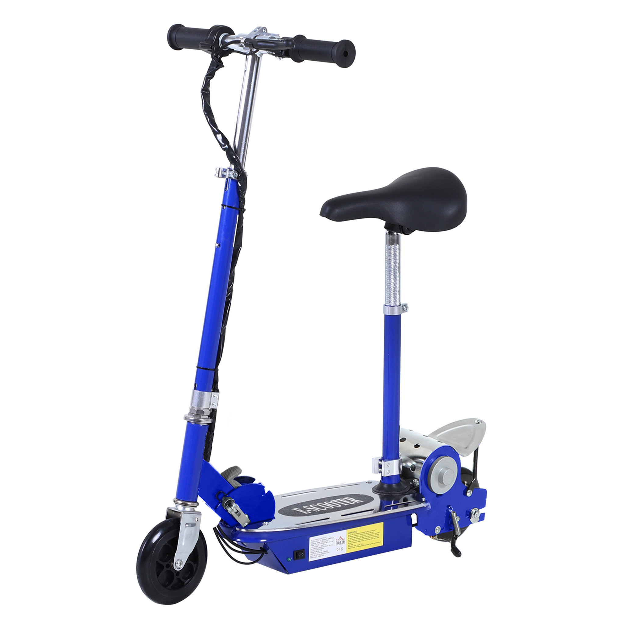 Voir la diapositive 1 : HOMCOM Trottinette électrique 120 W pliable pour enfant de 7 à 12 ans hauteur guidon et selle réglable 10 Km/h max. bleu