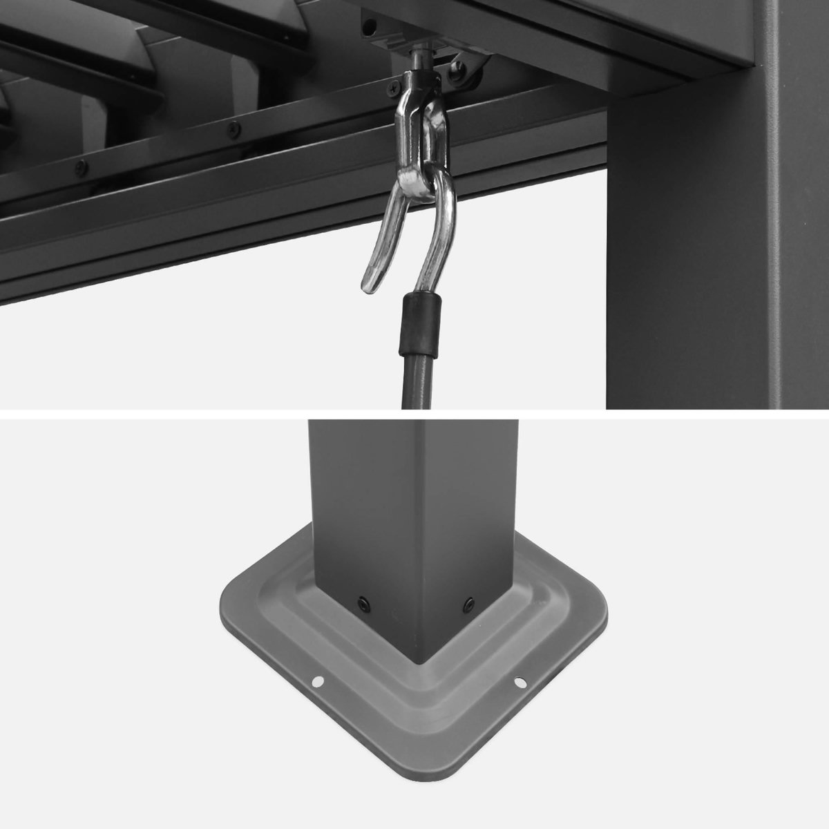 SWEEEK Pergola bioclimatique aluminium et acier 4x3m + 3 persiennes 130cm anthracite Palace