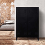 Voir la diapositive 2 : ID MARKET Armoire basse ESTER 2 portes métal noir design industriel