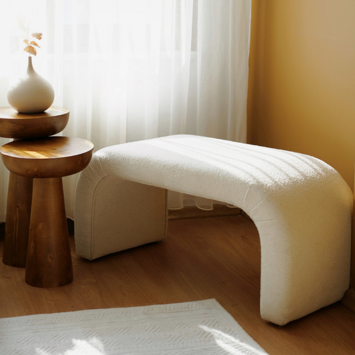 CONCEPT USINE Banc bouclettes blanc JOHNSON