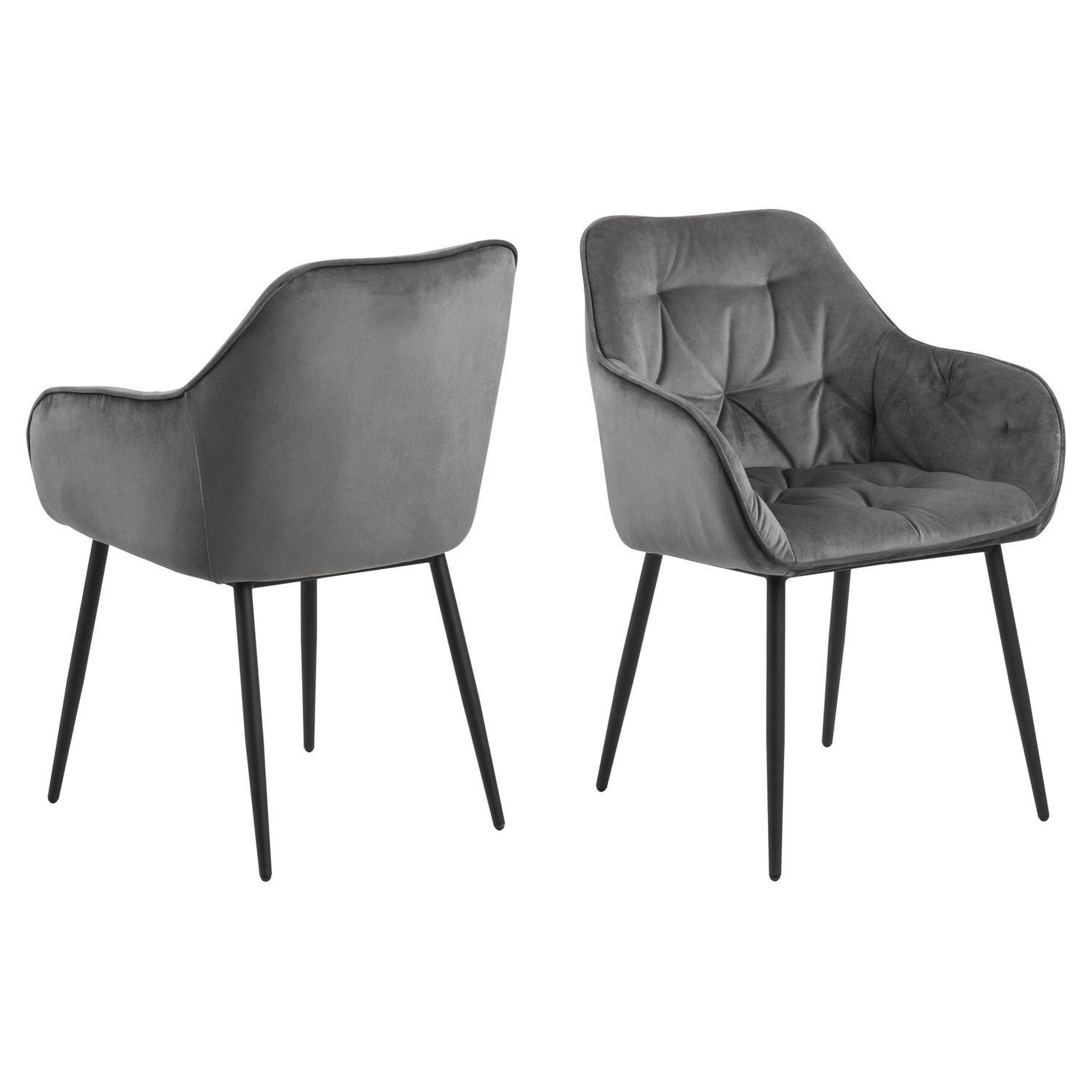 Voir la diapositive 1 : TOILINUX Lot de 2 chaises de salle à manger florie avec accoudoirs effet velours