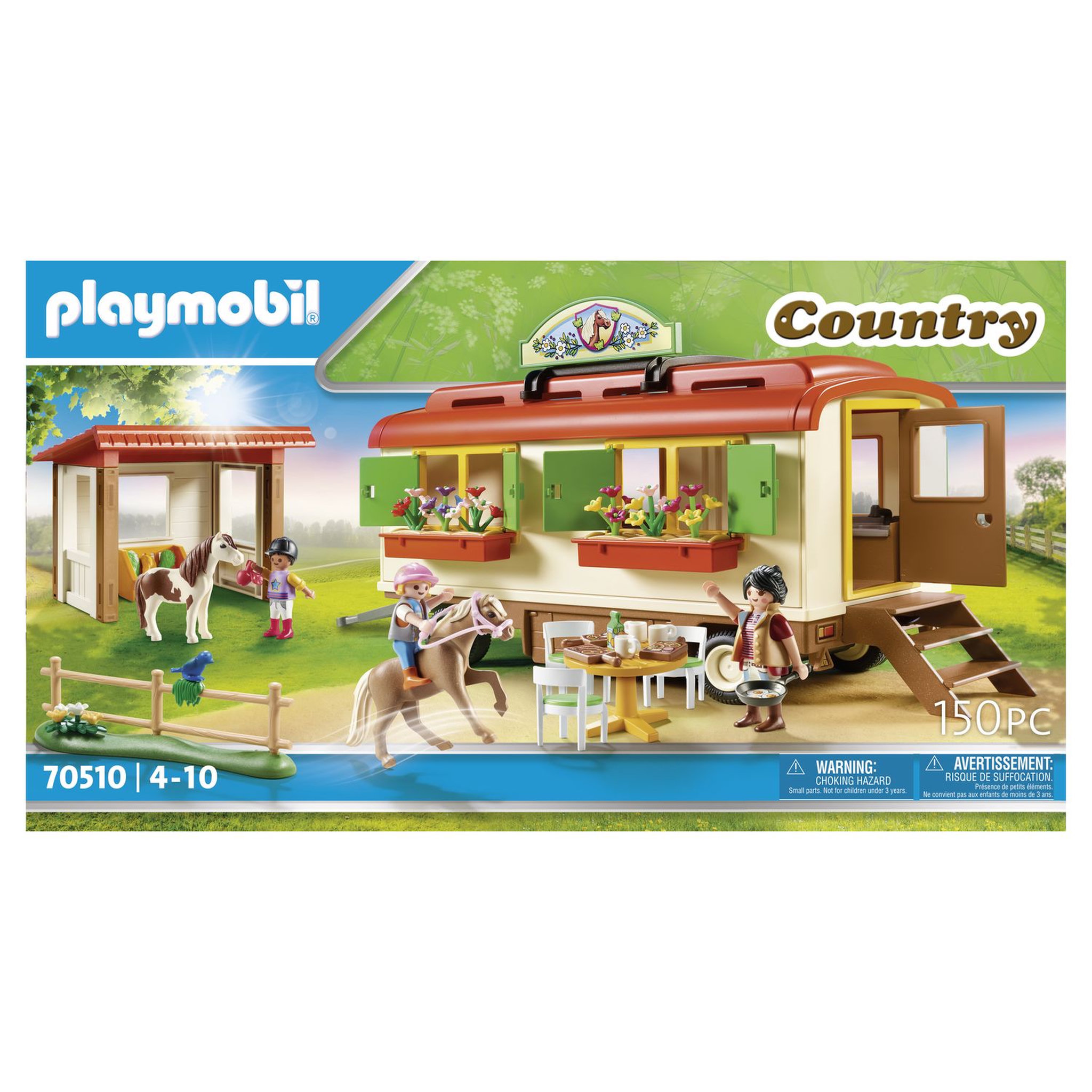 Voir la diapositive 2 : PLAYMOBIL 70510 - Country Box de poney et roulotte 