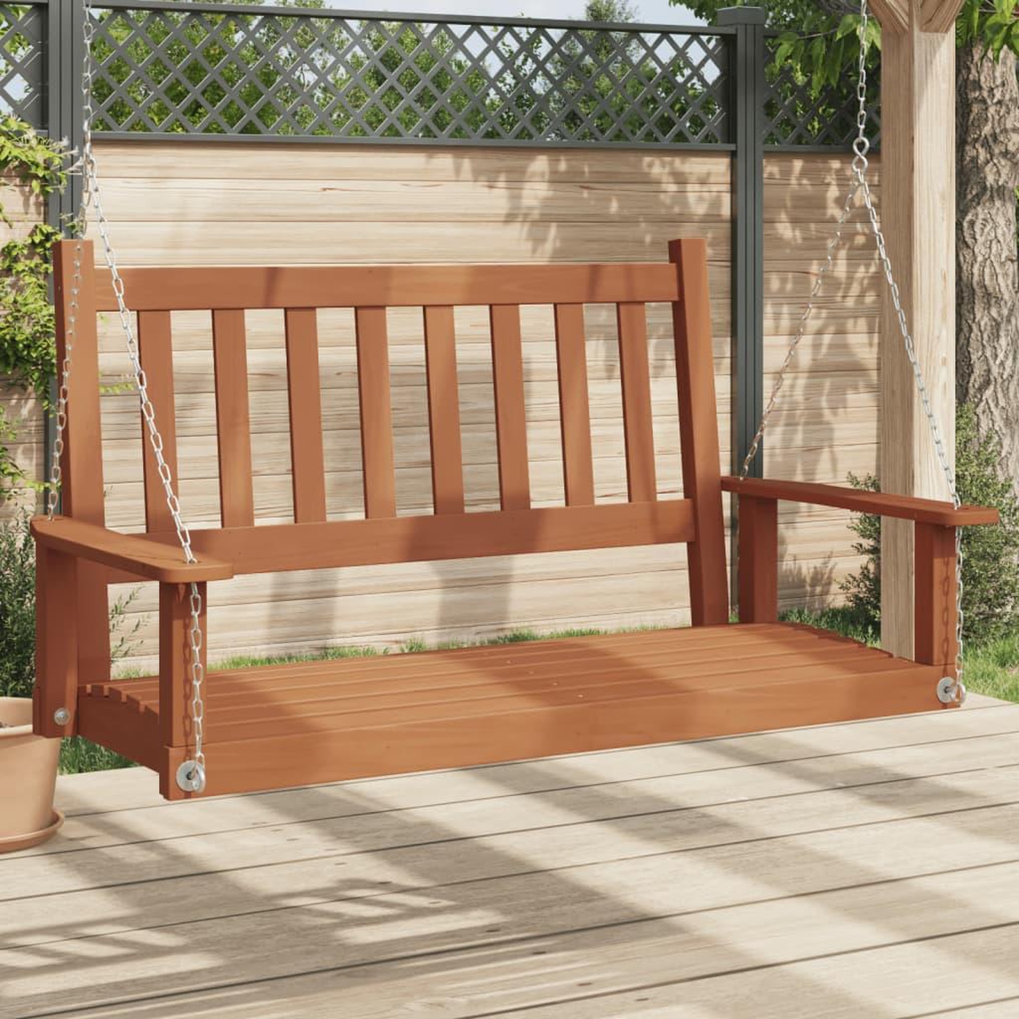 VIDAXL Banc de balançoire de jardin chaînes en metal bois massif sapin