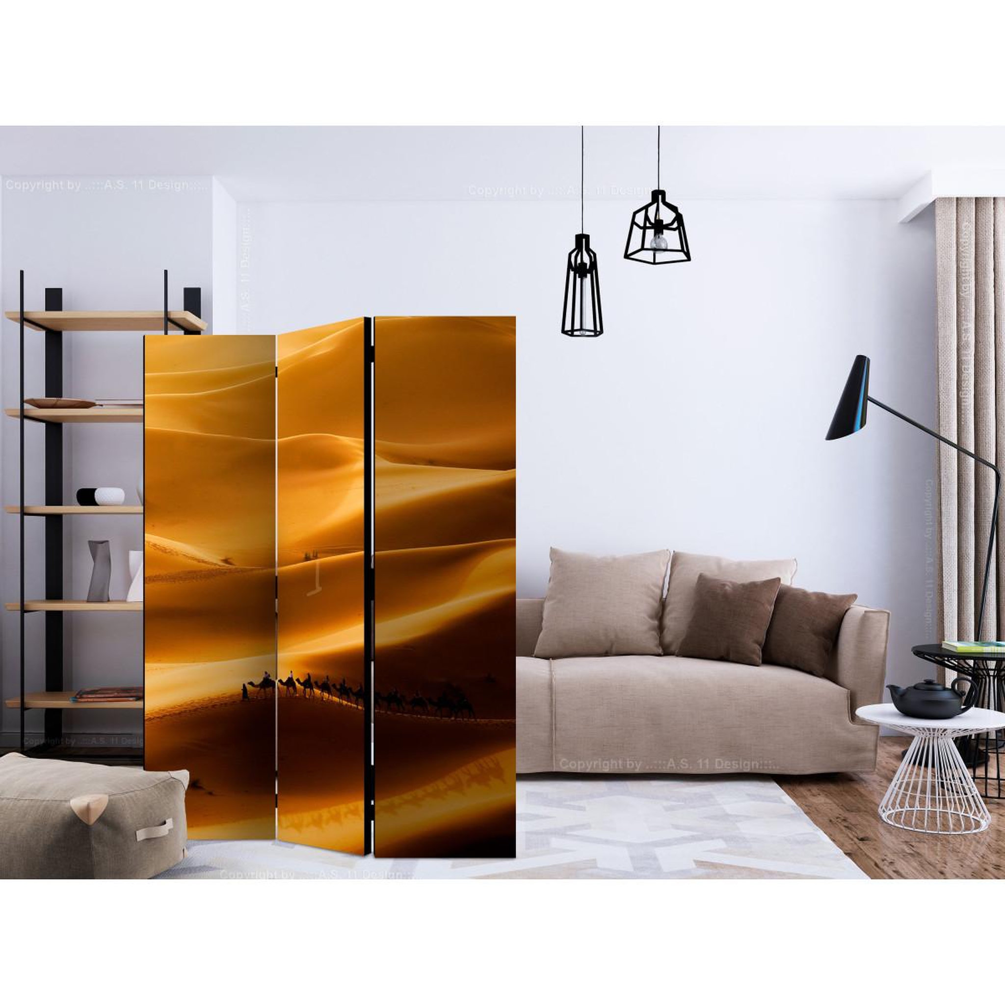 Voir la diapositive 2 : Paris Prix Paravent 3 volets  caravan of camels ii  135x172cm