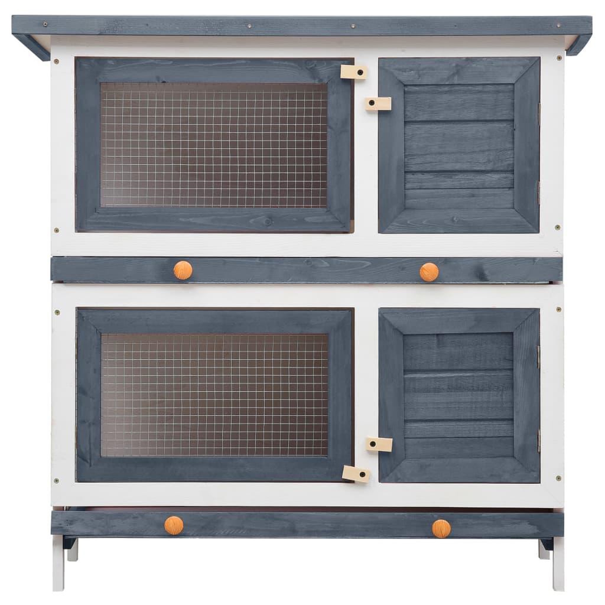 Voir la diapositive 3 : VIDAXL Clapier d'exterieur 4 portes Gris Bois