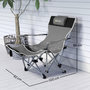 Voir la diapositive 3 : OUTSUNNY Chaise de camping pliante - repose-pied amovible, rangements - sac transport - gris