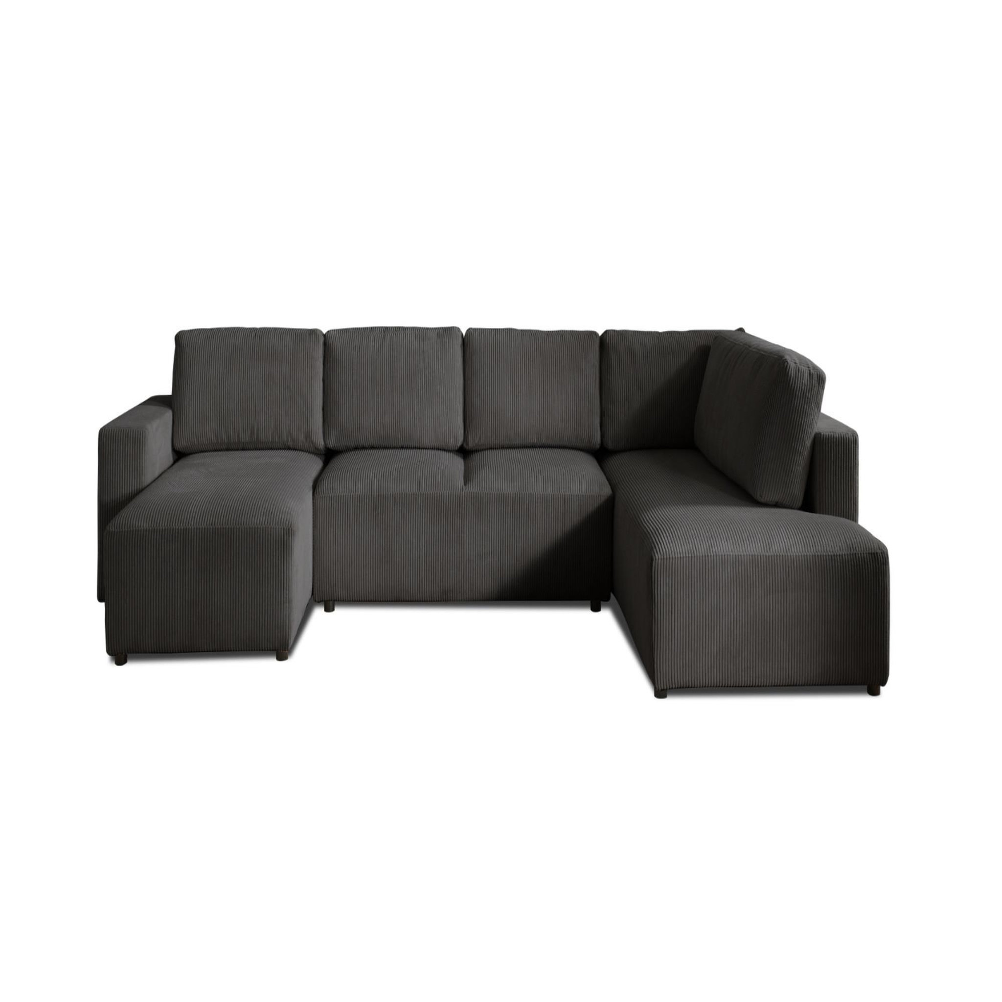 Voir la diapositive 6 : LISA DESIGN Livy - canapé panoramique convertible - avec coffre - en velours côtelé - 7 places - droit