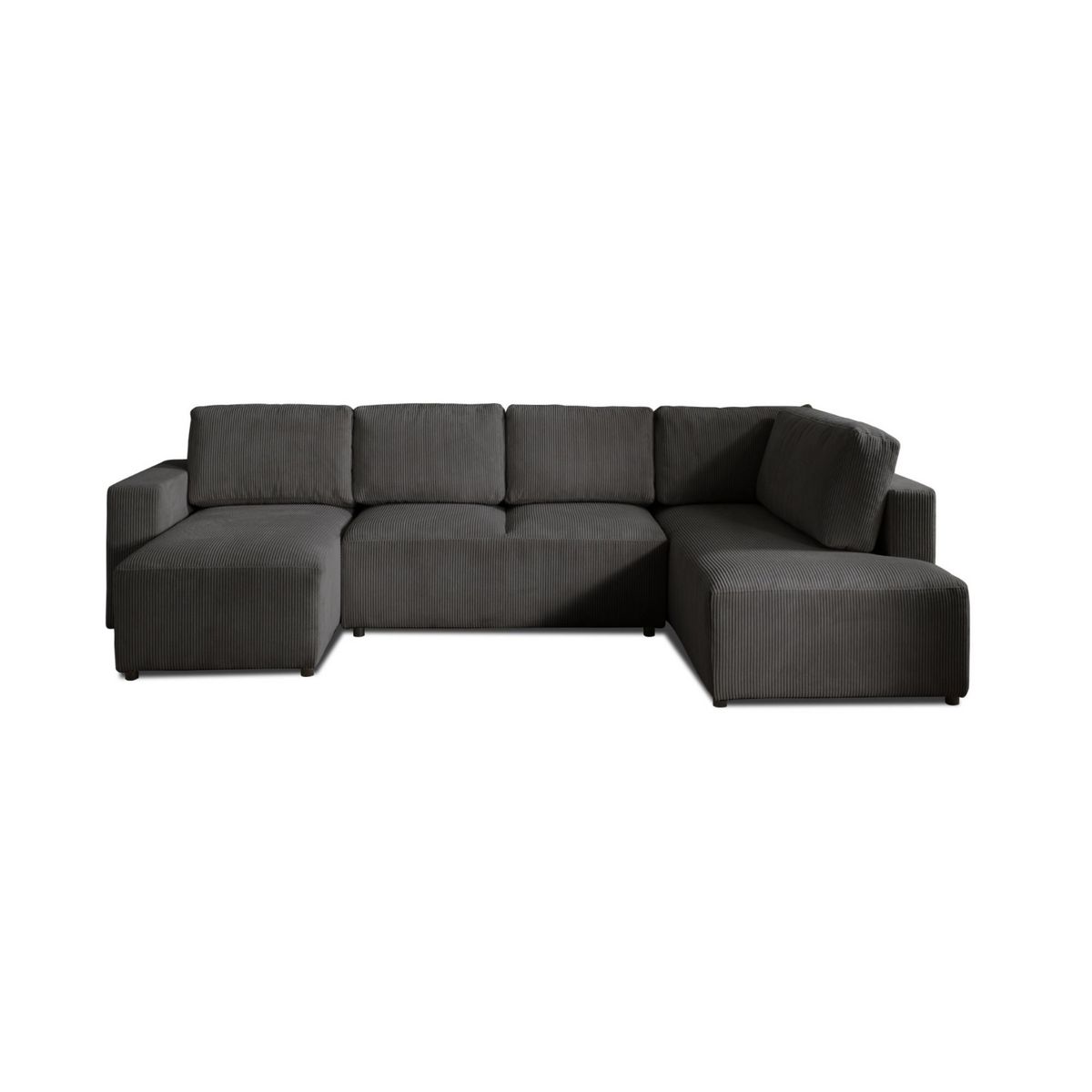 LISA DESIGN Livy - canapé panoramique convertible - avec coffre - en velours côtelé - 7 places - droit