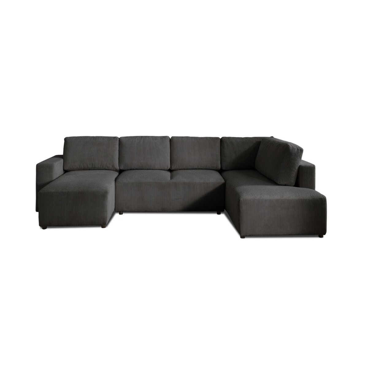 LISA DESIGN Livy - canapé panoramique convertible - avec coffre - en velours côtelé - 7 places - droit