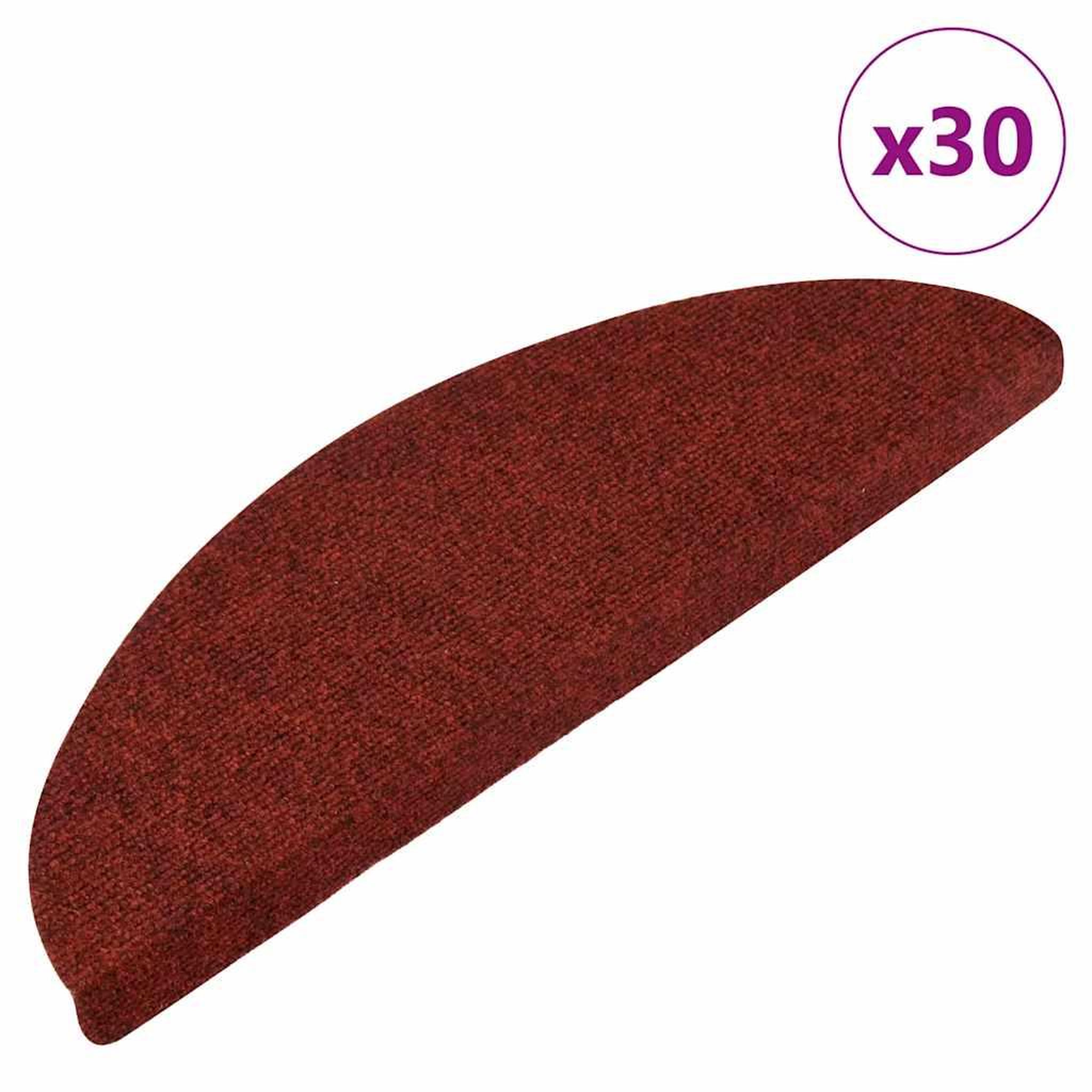 VIDAXL Tapis d'escalier autocollants 30 pcs rouge 56x17x3 cm