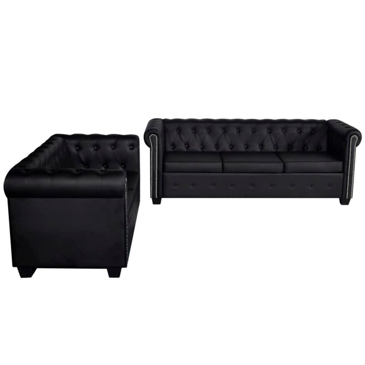VIDAXL Canape Chesterfield a 2 places et a 3 places noir