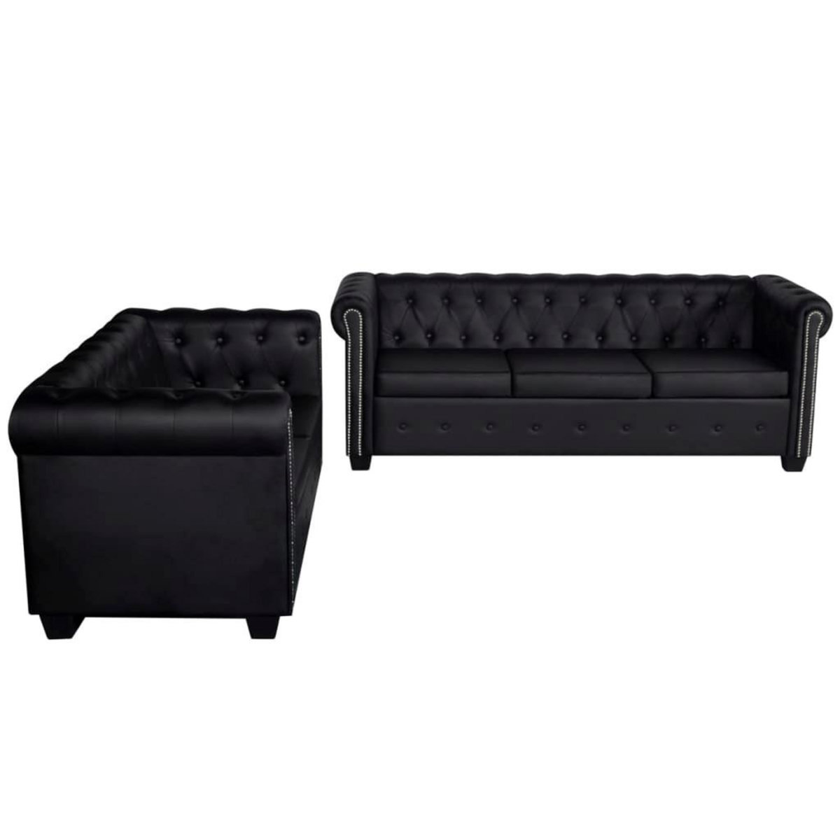 VIDAXL Canape Chesterfield a 2 places et a 3 places noir