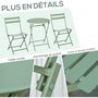 Voir la diapositive 5 : OUTSUNNY Salon de jardin bistro pliable - table ronde Ø 60 cm avec 2 chaises pliantes - métal thermolaqué vert d'eau