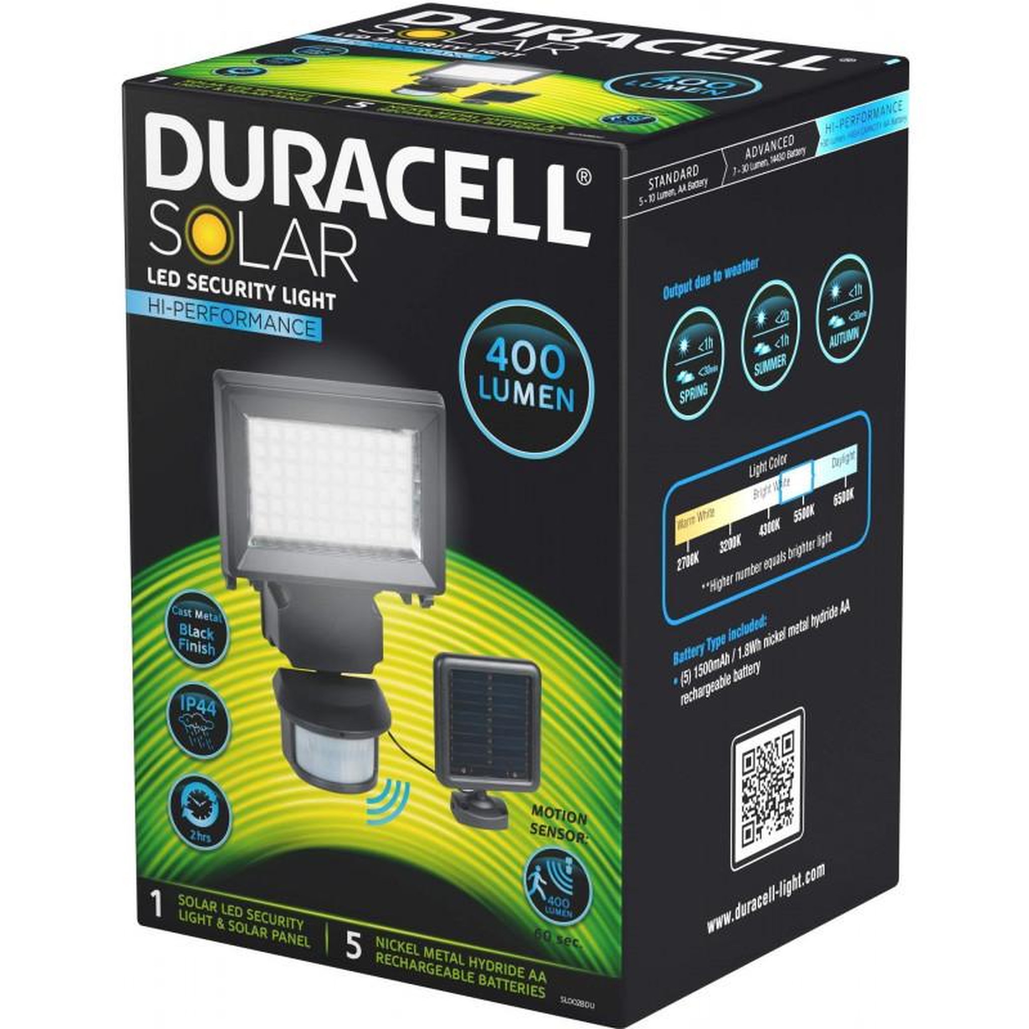 Voir la diapositive 3 : Duracell Spot solaire led avec detecteur de mouvement - SL002BDU